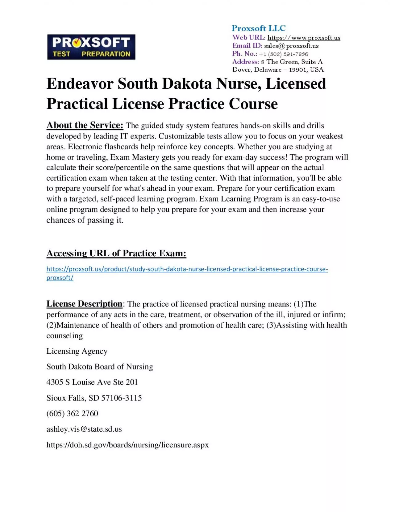 PDF-Endeavor South Dakota Nurse, Licensed Practical License Practice Course