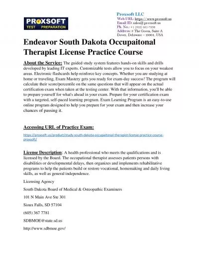 Endeavor South Dakota Occupaitonal Therapist License Practice Course