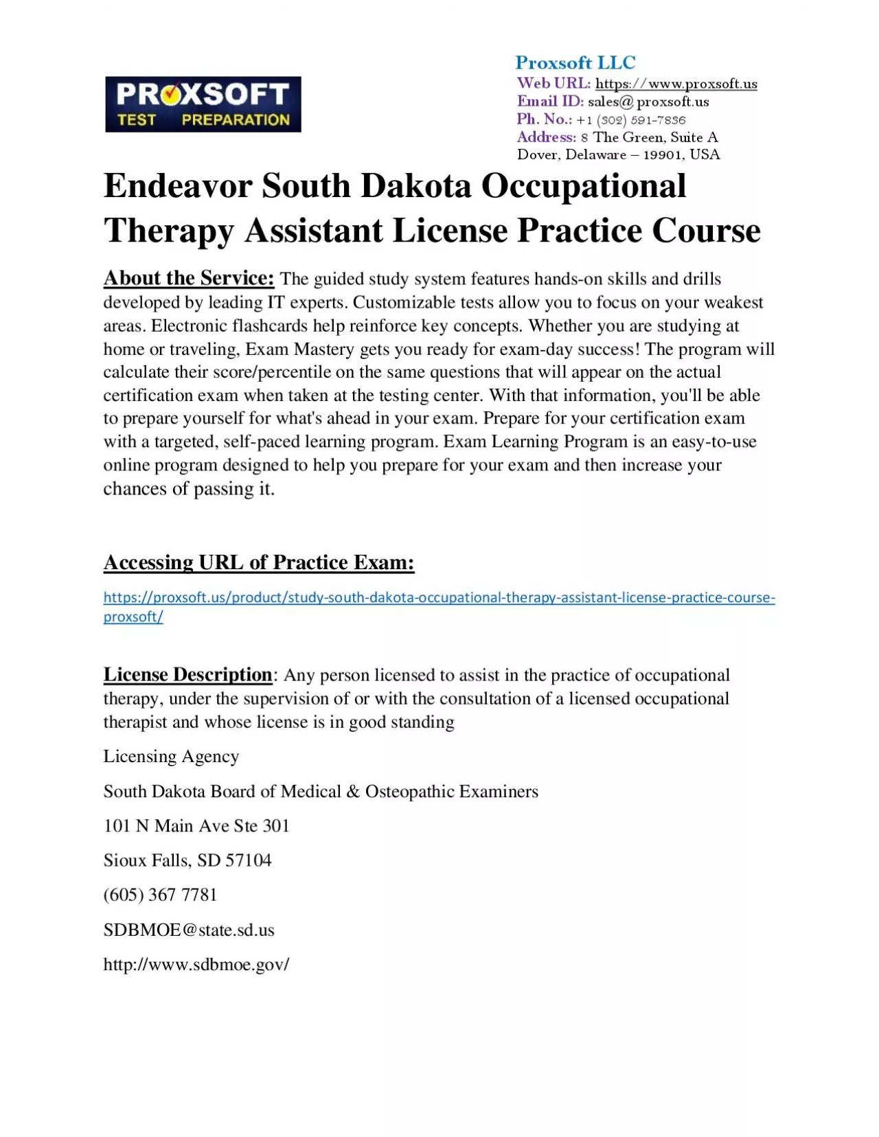 PDF-Endeavor South Dakota Occupational Therapy Assistant License Practice Course