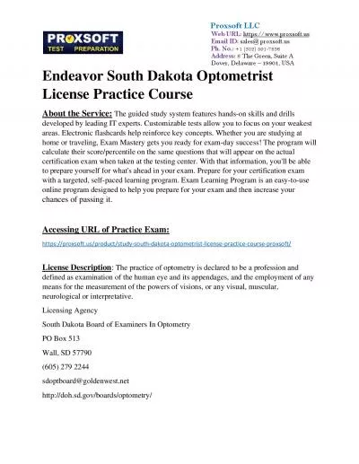 Endeavor South Dakota Optometrist License Practice Course