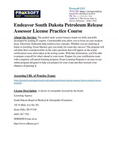 Endeavor South Dakota Petroleum Release Assessor License Practice Course