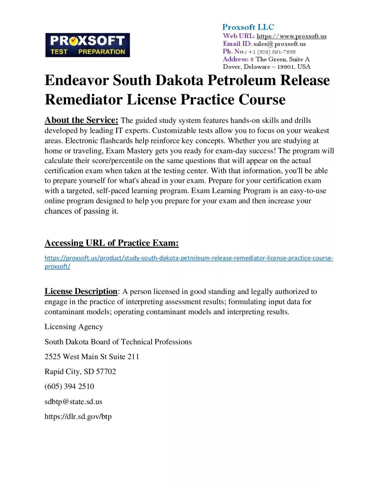 PDF-Endeavor South Dakota Petroleum Release Remediator License Practice Course