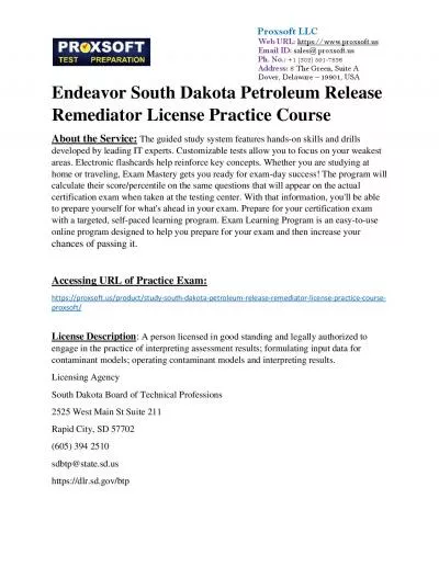 Endeavor South Dakota Petroleum Release Remediator License Practice Course