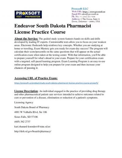 Endeavor South Dakota Pharmacist License Practice Course