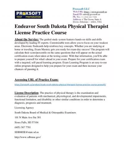 Endeavor South Dakota Physical Therapist License Practice Course