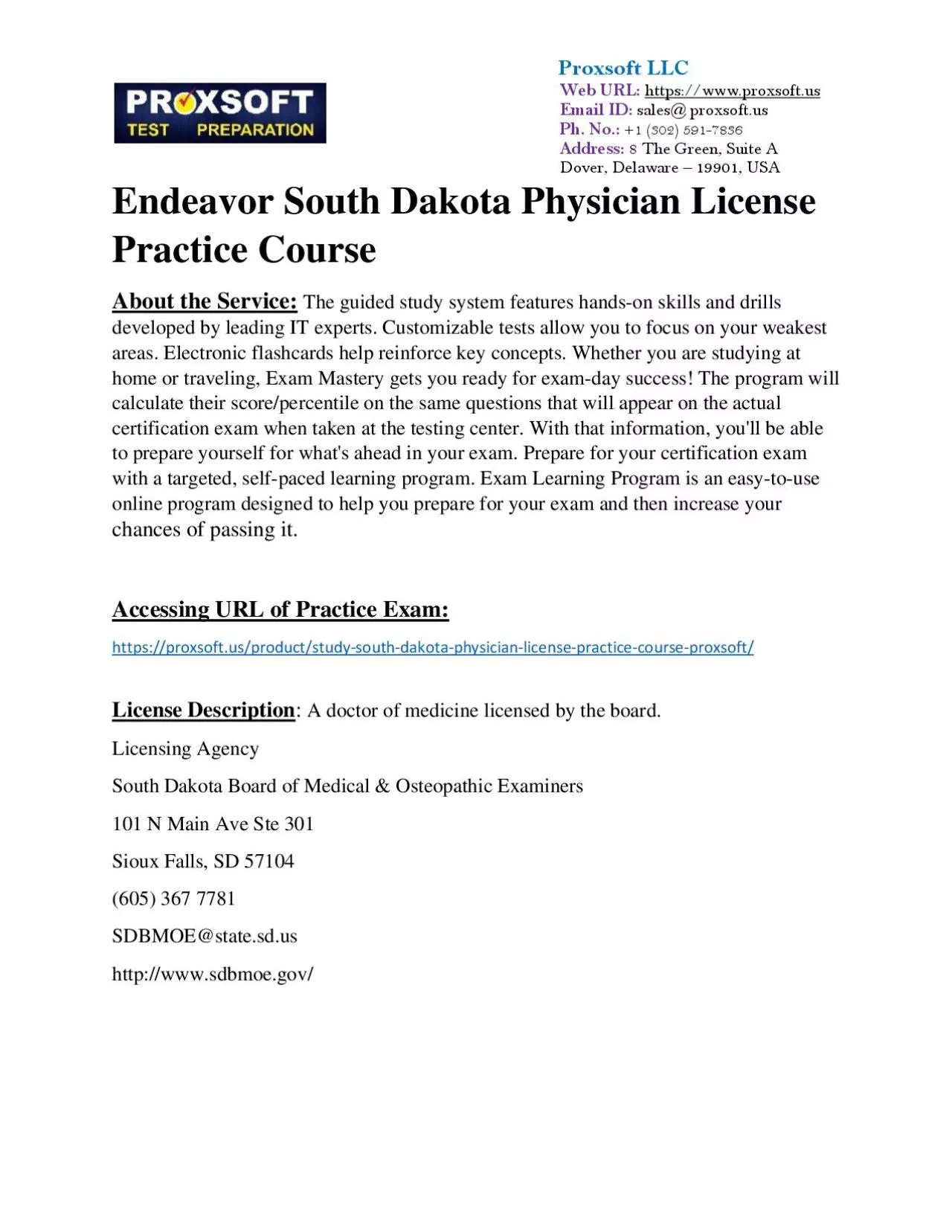 PDF-Endeavor South Dakota Physician License Practice Course