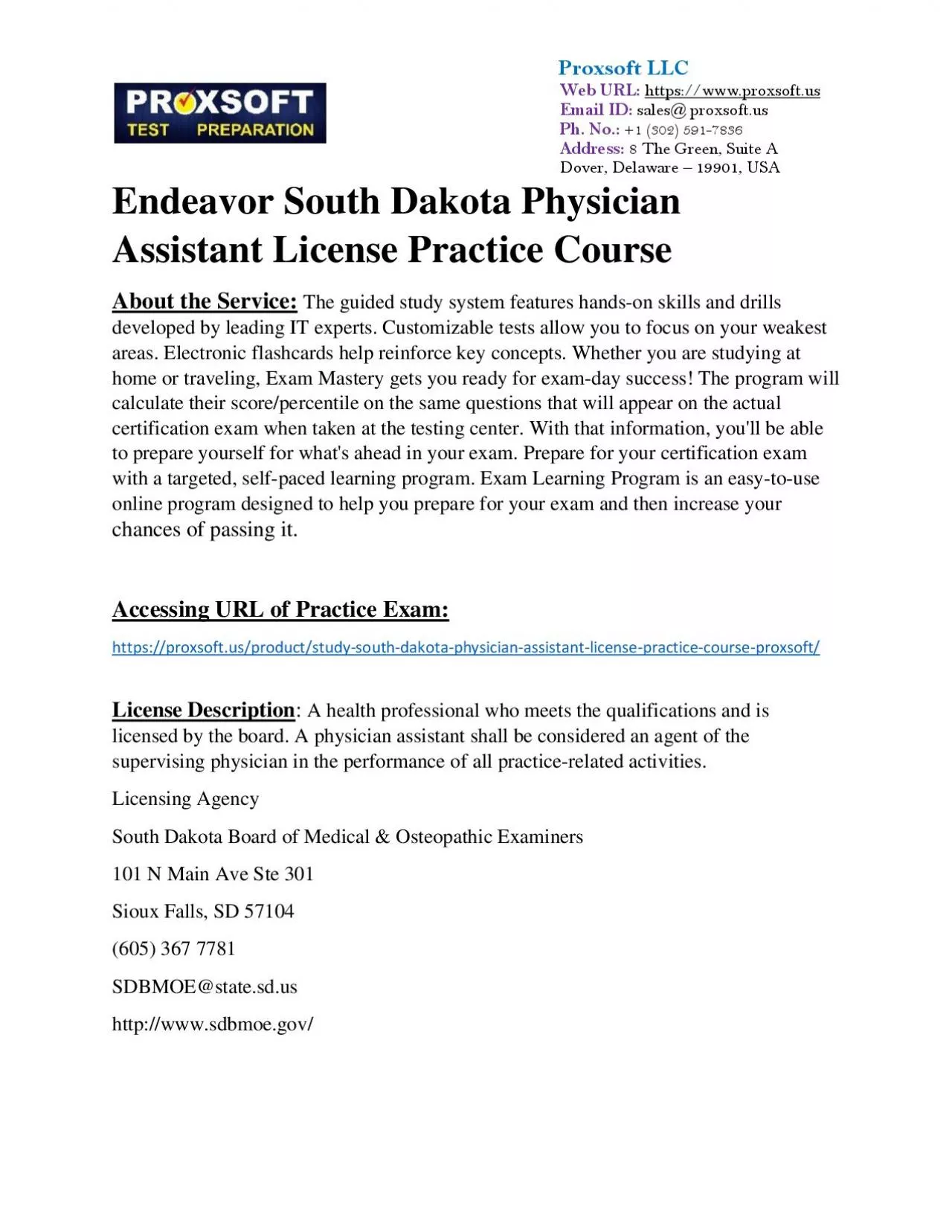 PDF-Endeavor South Dakota Physician Assistant License Practice Course