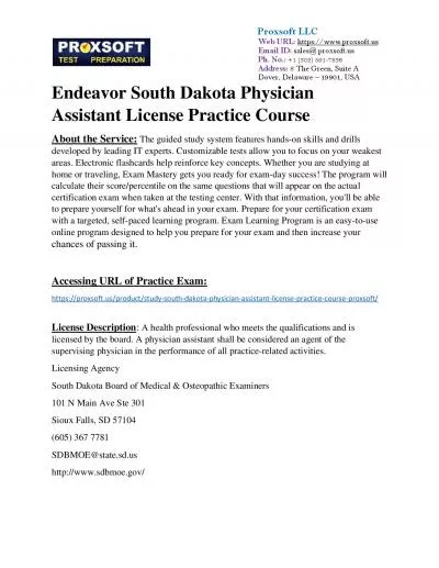 Endeavor South Dakota Physician Assistant License Practice Course