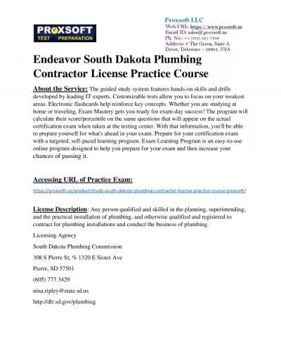 Endeavor South Dakota Plumbing Contractor License Practice Course