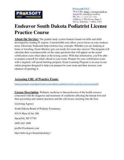 Endeavor South Dakota Podiatrist License Practice Course