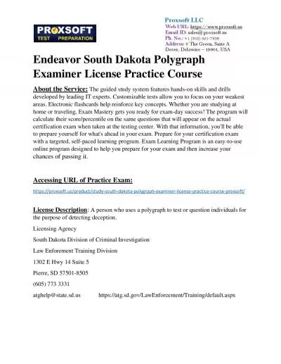 Endeavor South Dakota Polygraph Examiner License Practice Course