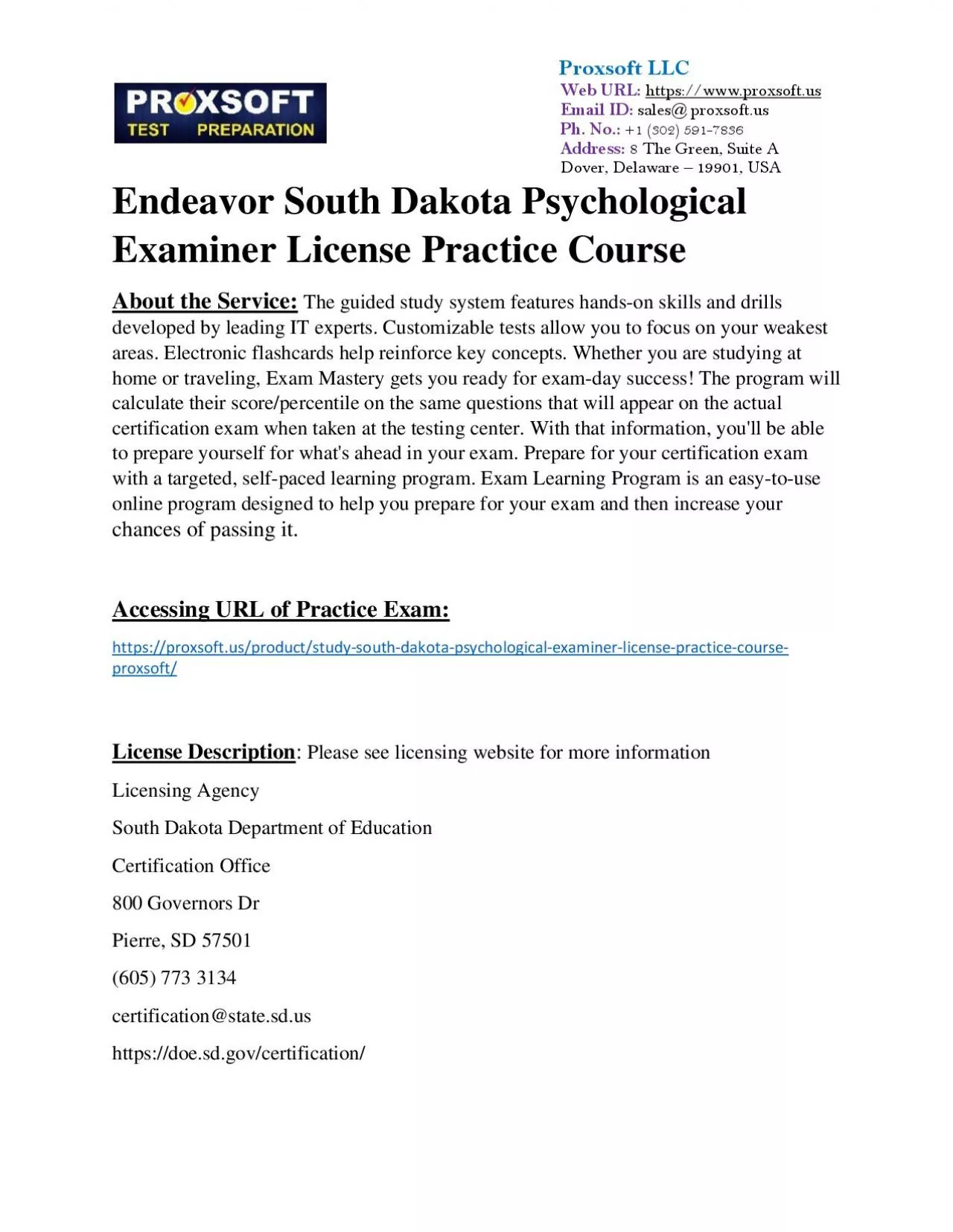 PDF-Endeavor South Dakota Psychological Examiner License Practice Course