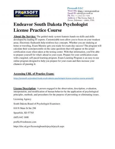 Endeavor South Dakota Psychologist License Practice Course