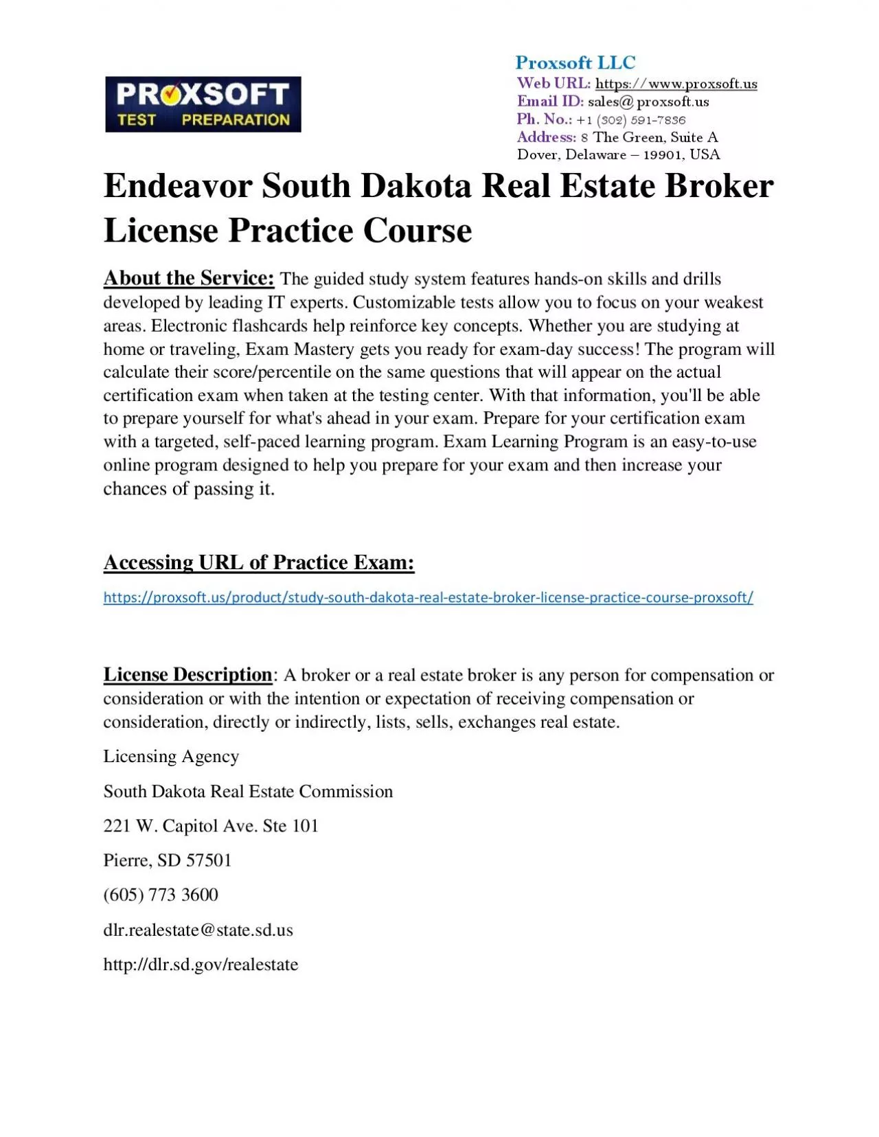 PDF-Endeavor South Dakota Real Estate Broker License Practice Course