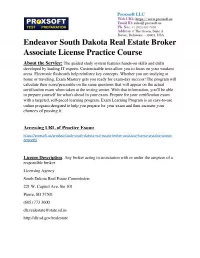 Endeavor South Dakota Real Estate Broker Associate License Practice Course