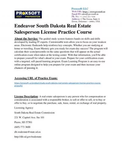 Endeavor South Dakota Real Estate Salesperson License Practice Course