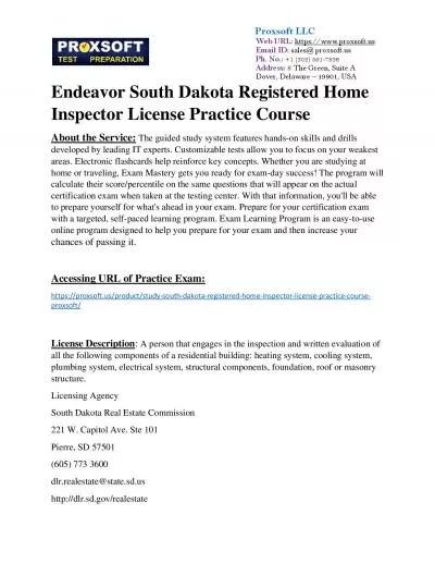 Endeavor South Dakota Registered Home Inspector License Practice Course