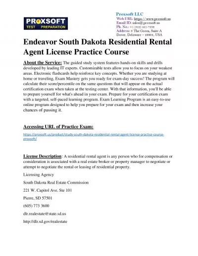 Endeavor South Dakota Residential Rental Agent License Practice Course