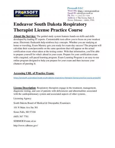 Endeavor South Dakota Respiratory Therapist License Practice Course