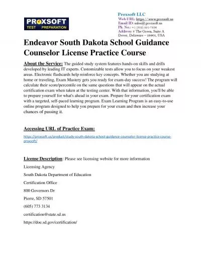 Endeavor South Dakota School Guidance Counselor License Practice Course