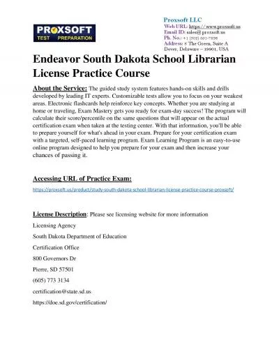 Endeavor South Dakota School Librarian License Practice Course