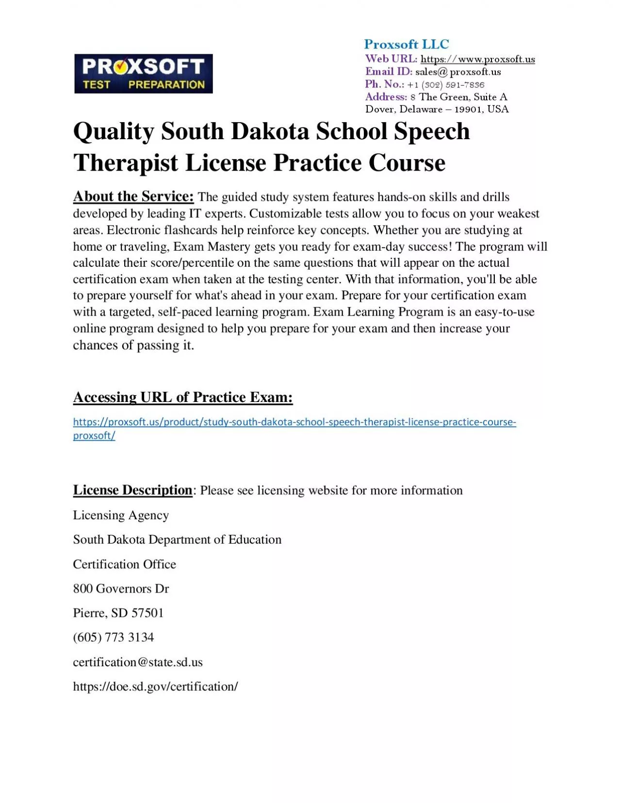 PDF-Quality South Dakota School Speech Therapist License Practice Course