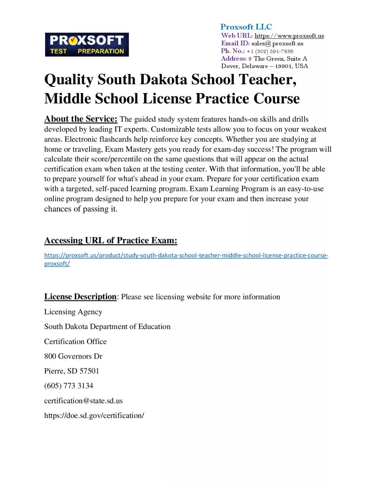 PDF-Quality South Dakota School Teacher, Middle School License Practice Course