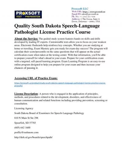 Quality South Dakota Speech-Language Pathologist License Practice Course