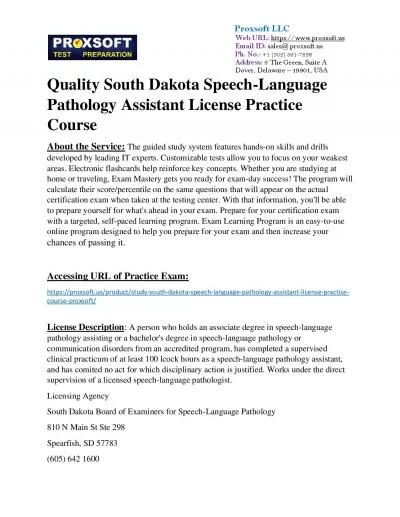 Quality South Dakota Speech-Language Pathology Assistant License Practice Course