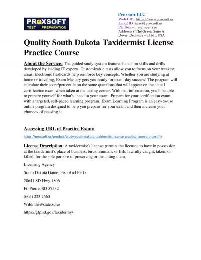 Quality South Dakota Taxidermist License Practice Course