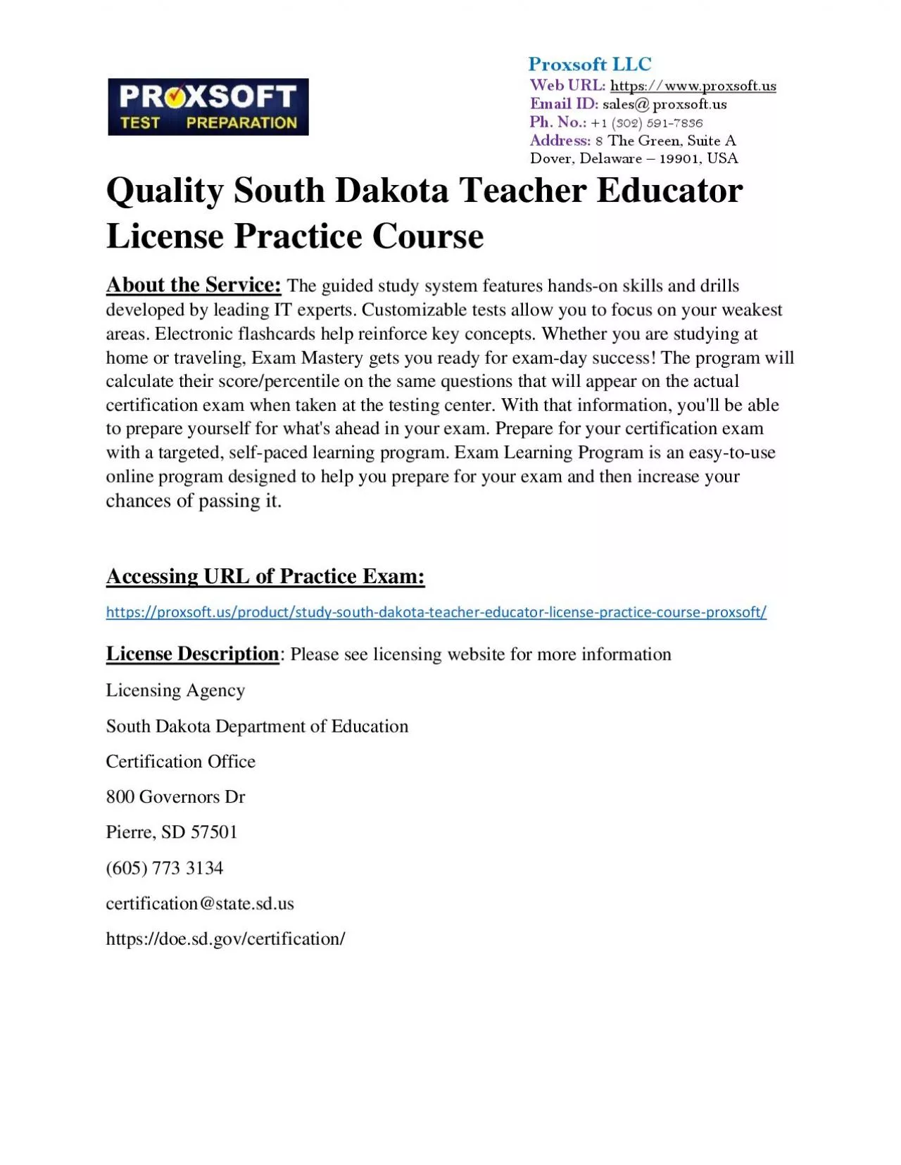 PDF-Quality South Dakota Teacher Educator License Practice Course