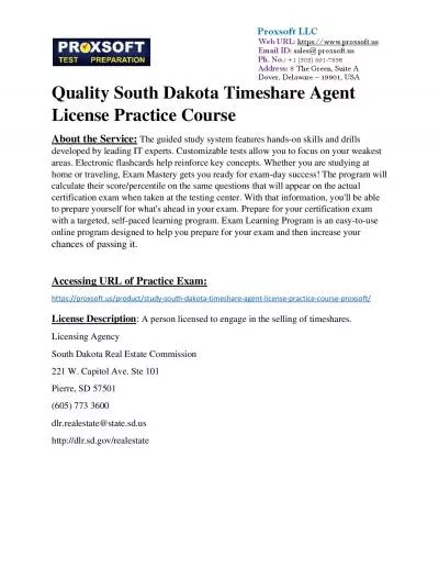 Quality South Dakota Timeshare Agent License Practice Course