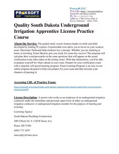 Quality South Dakota Underground Irrigation Apprentice License Practice Course