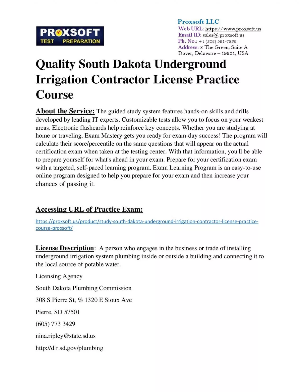 PDF-Quality South Dakota Underground Irrigation Contractor License Practice Course