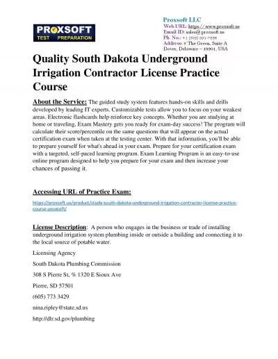 Quality South Dakota Underground Irrigation Contractor License Practice Course