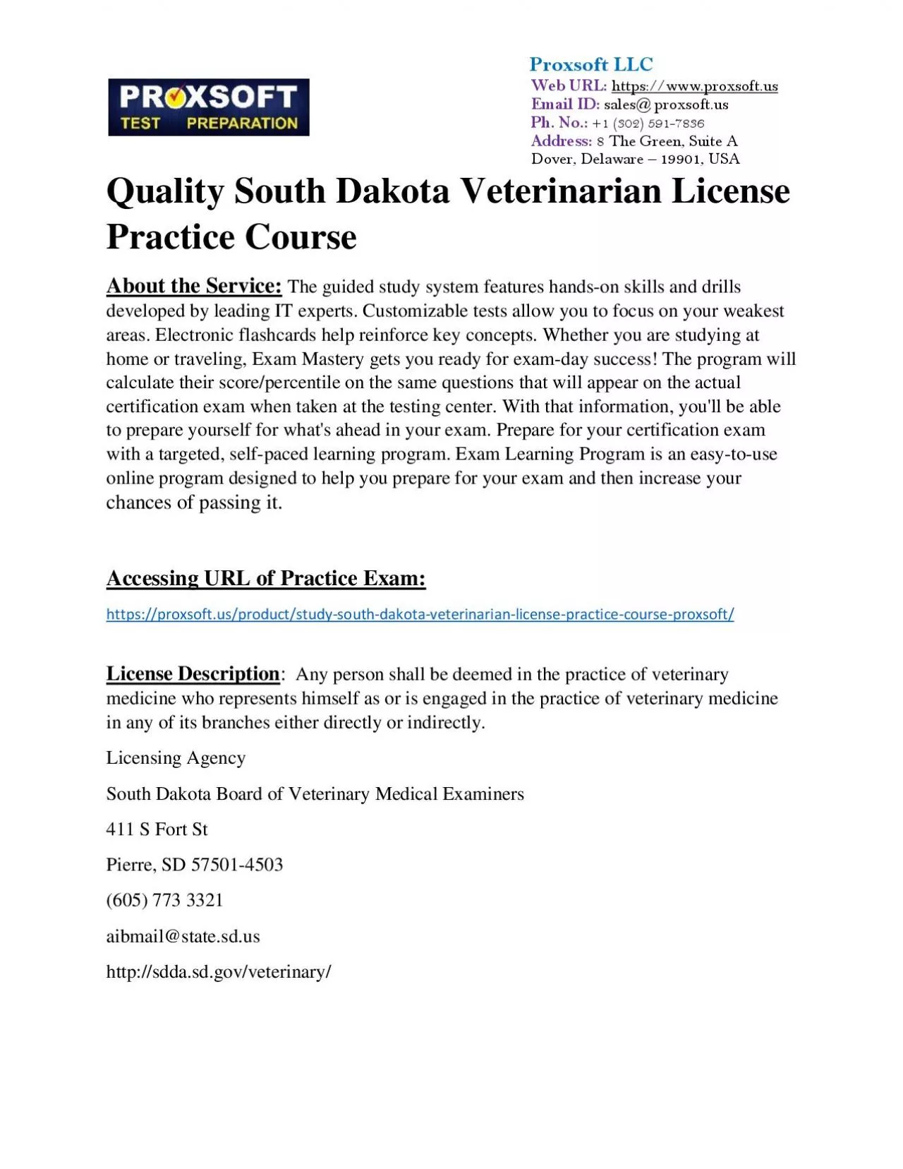 PDF-Quality South Dakota Veterinarian License Practice Course