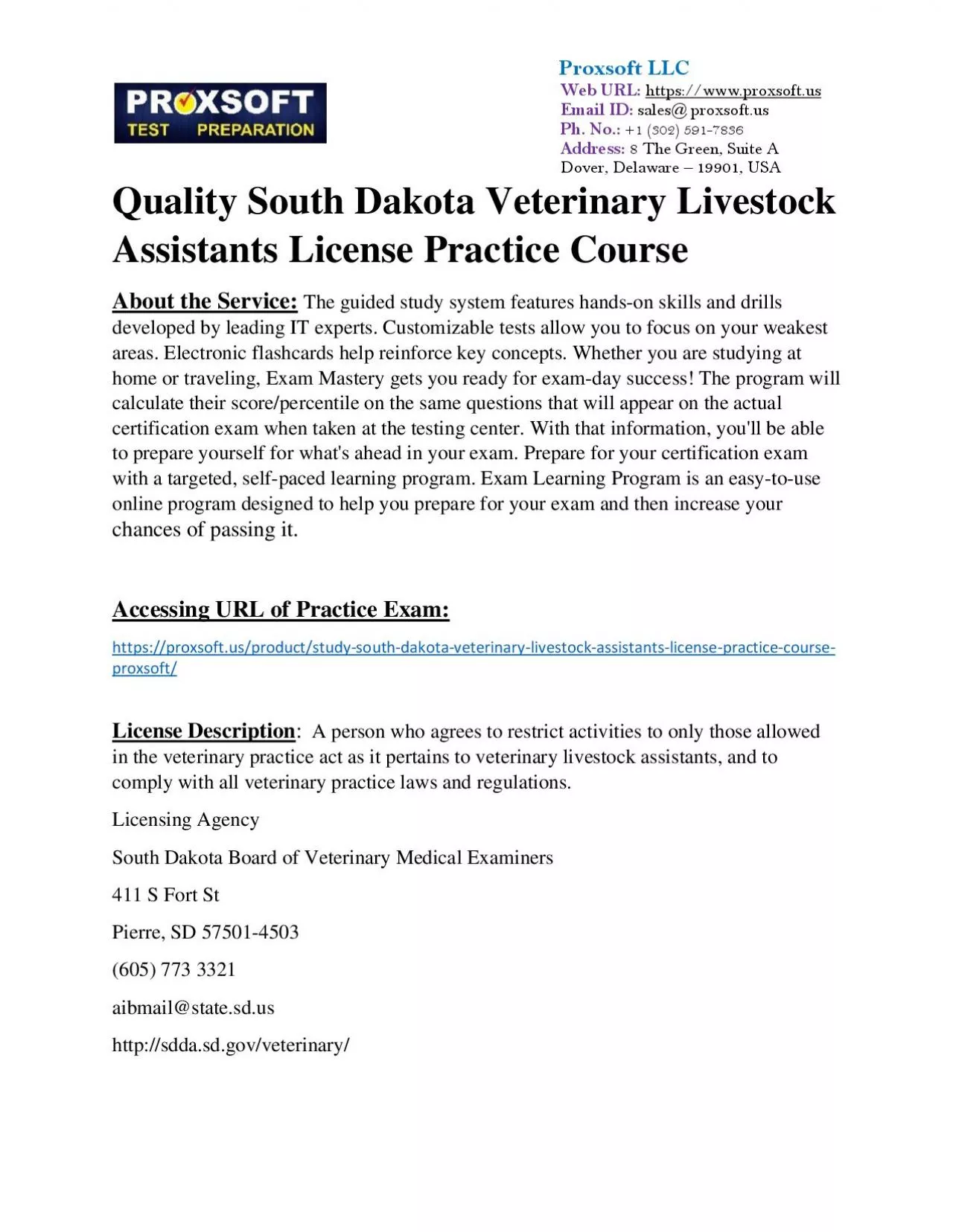 PDF-Quality South Dakota Veterinary Livestock Assistants License Practice Course