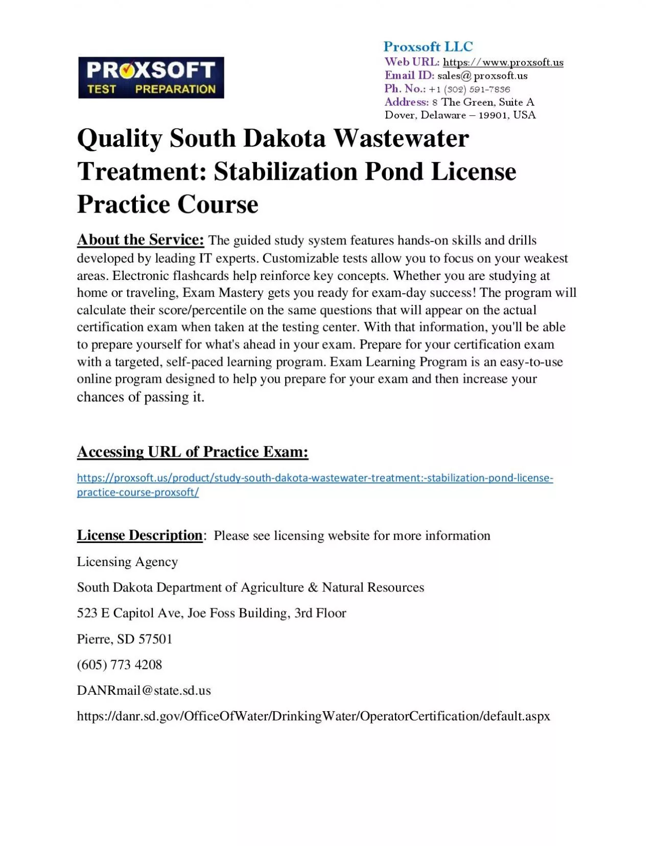 PDF-Quality South Dakota Wastewater Treatment: Stabilization Pond License Practice Course