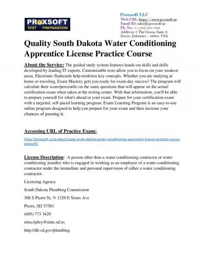 Quality South Dakota Water Conditioning Apprentice License Practice Course