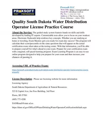 Quality South Dakota Water Distribution Operator License Practice Course