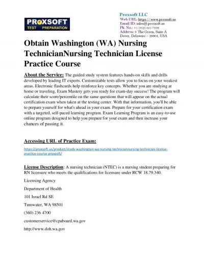 Obtain Washington (WA) Nursing TechnicianNursing Technician License Practice Course