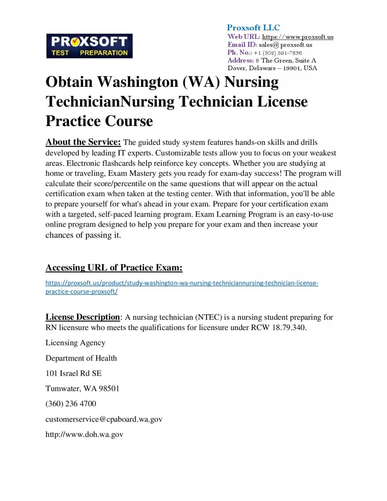 PDF-Obtain Washington (WA) Nursing TechnicianNursing Technician License Practice Course