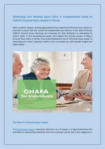 A Comprehensive Guide by CHAFA\'s Personal Injury Lawyers in Florida