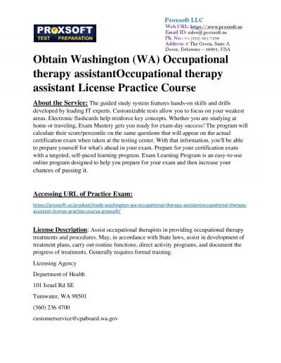 Obtain Washington (WA) Occupational therapy assistantOccupational therapy assistant License