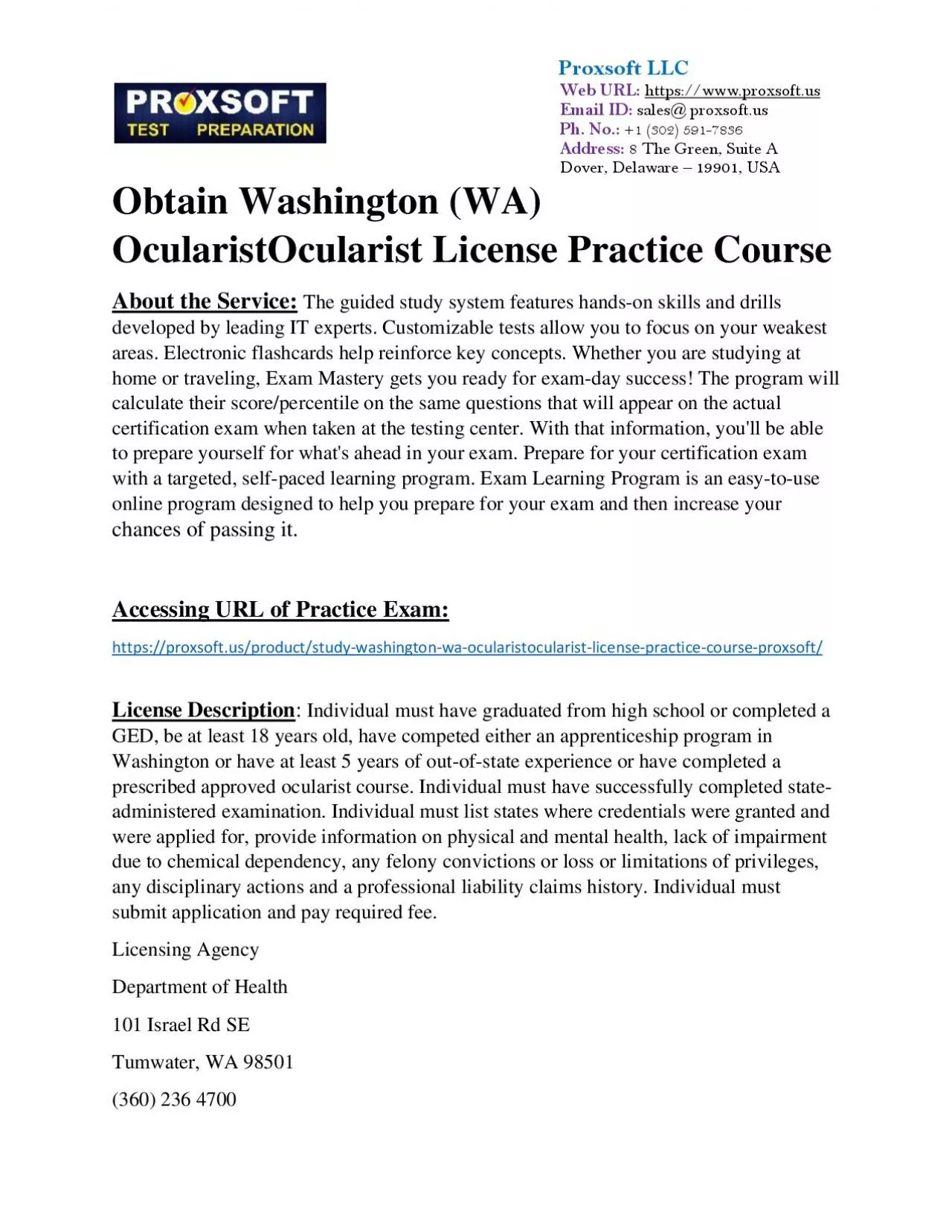 PDF-Obtain Washington (WA) OcularistOcularist License Practice Course