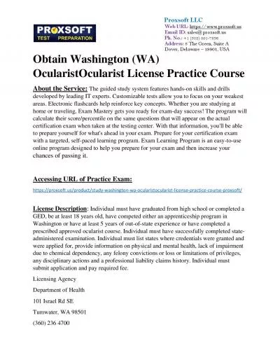 Obtain Washington (WA) OcularistOcularist License Practice Course