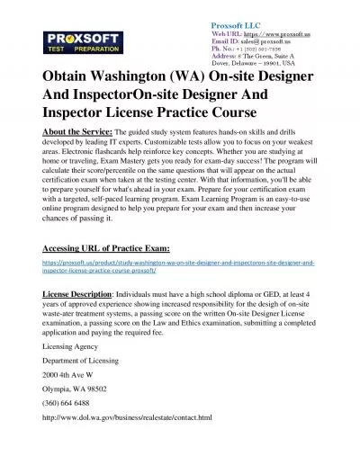 Obtain Washington (WA) On-site Designer And InspectorOn-site Designer And Inspector License Practice Course