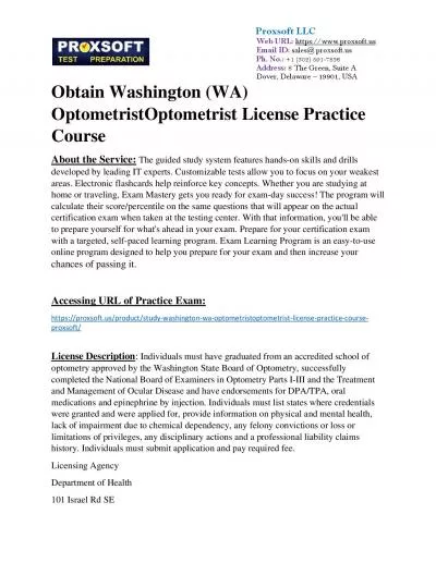 Obtain Washington (WA) OptometristOptometrist License Practice Course