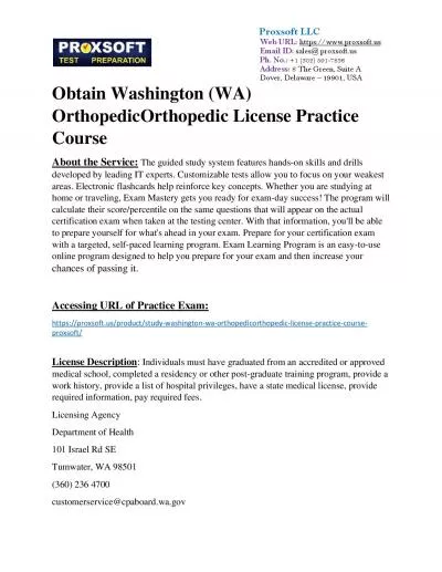 Obtain Washington (WA) OrthopedicOrthopedic License Practice Course