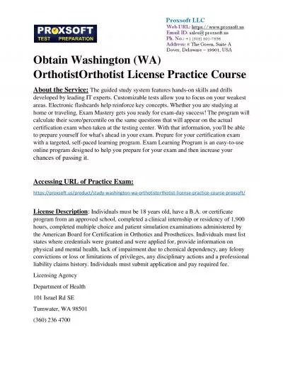 Obtain Washington (WA) OrthotistOrthotist License Practice Course